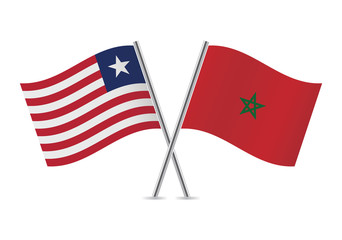 Liberian and Moroccan flags. Vector illustration.