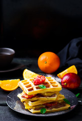 Waffles with nutella and orange