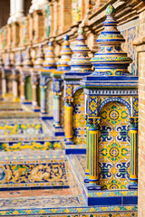 The tiled walls of Plaza de Espana. Seville. Spain.