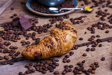 Croissant and a cup of delicious coffee
