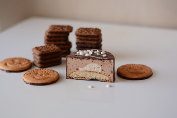 Souffle cake near cookies
