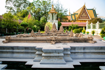 Scale model of Ankor Wat on the grounds of the Silver Pagoda