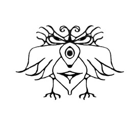 Fantasy Bird with Angry Expression Drawing