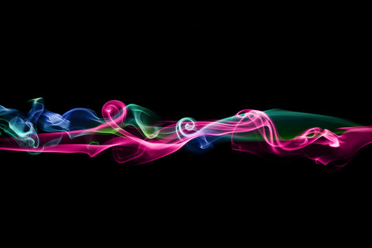 Colorful smoke isolated on a black background