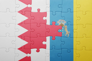 puzzle with the national flag of canary islands and north korea
