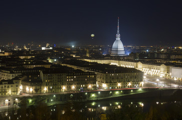 Mole Antonelliana by night in Turin Italy
