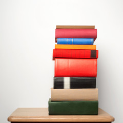 stack of books on the table