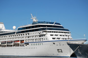 Fototapeta na wymiar White modern ocean passenger liner