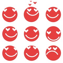 Hearts. Set of  icons. Vector. Person / smiles / angry. Vector illustration.