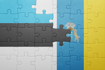 puzzle with the national flag of canary islands and estonia