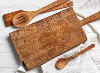 cooking background with old cutting board