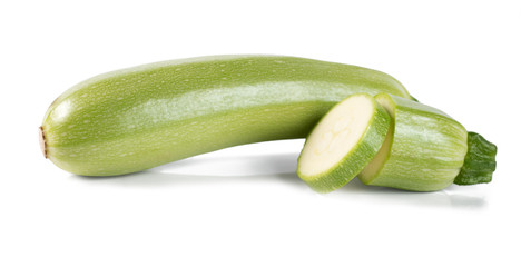 Sliced zucchini isolated on a white background