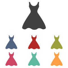 Woman dress icons set