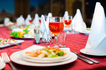 Festively served banquet table
