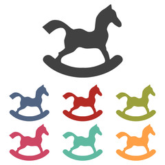 Horse toy icons set