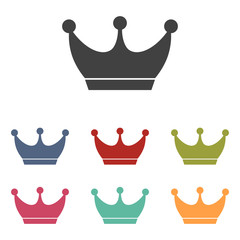 King crown icons set