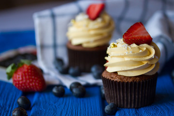 Appetizing cupcakes with Strawberry