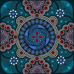 Aboriginal style of dot painting and power of mandala 16-1a 