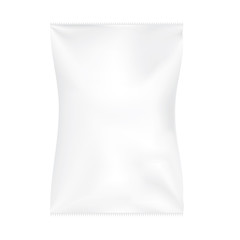 VECTOR PACKAGING: White gray snack pack bag on isolated white background. Mock-up template ready for design
