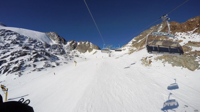 Ski lift ride in Sölden,Austria.