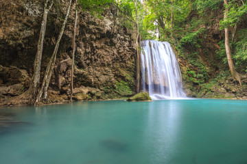 Fototapeta na wymiar Erawan waterfall , Kanchanaburi , Thailand