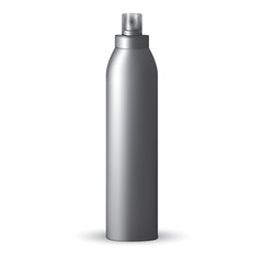 VECTOR PACKAGING: Dark gray round, tall and thin bottle sprayer with transparent cap for cosmetic/perfume on isolated white background. Mock-up template ready for design