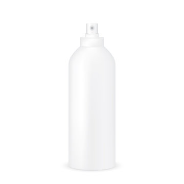 VECTOR PACKAGING: White gray tall and thick bottle sprayer for cosmetic/perfume on isolated white background. Mock-up template ready for design