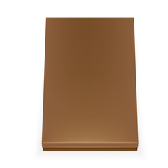 VECTOR PACKAGING: Top view of rectangular and slim, brown close packaging box on isolated white background. Mock-up template ready for design.