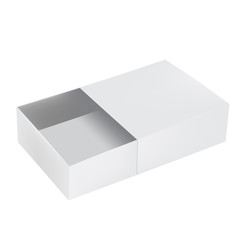 VECTOR PACKAGING: White gray open packaging box on isolated white background. Mock-up template ready for design