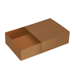 VECTOR PACKAGING: Brown open packaging box on isolated white background. Mock-up template ready for design