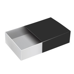 VECTOR PACKAGING: White Gray and Black open packaging box on isolated white background. Mock-up template ready for design