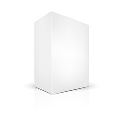 VECTOR PACKAGING: White gray thick side view package box on isolated white background. Mock-up template ready for design