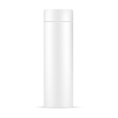 VECTOR PACKAGING: White gray beauty/cosmetic product bottle on isolated white background. Mock-up template ready for design