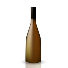 VECTOR PACKAGING: Wine bottle on isolated white background. Mock-up template ready for design