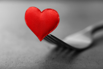 Fototapeta premium Concept image for Valentines Day dining, on gray background