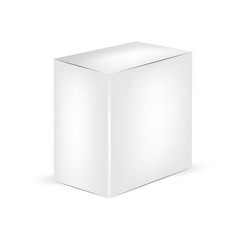 VECTOR PACKAGING: White gray packaging box on isolated white background. Mock-up template ready for design
