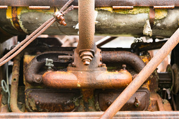 Discarded industrial engine closeup