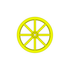 Fototapeta premium Vintage wooden wheel in yellow design 