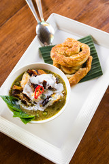 authentic roti with chicken curry dip