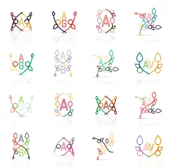 Afwasbaar Fotobehang Eenhoorns Set of linear abstract logos. Swirl, circle, infinity loop and other concepts. Logotype brand templates
