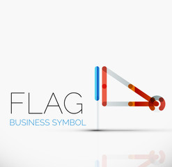 Logo flag, abstract linear geometric business icon