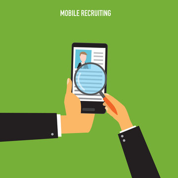Human Resource mobile recruiting vector illustration EPS10.