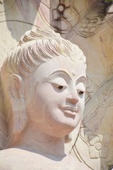 close up buddha statue in public temple Thailand