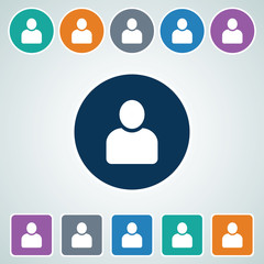 Icon of User in Multi Color Circle & Square Shape. Eps-10.
