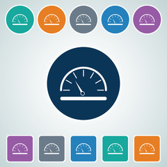 Icon of Speed Meter in Multi Color Circle & Square Shape. Eps-10.