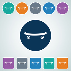 Icon of Skates in Multi Color Circle & Square Shape. Eps-10.