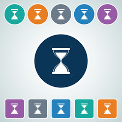 Icon of Hour Glass in Multi Color Circle & Square Shape. Eps-10.