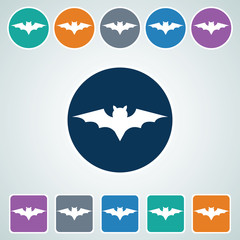 Icon of Bat Animal in Multi Color Circle & Square Shape. Eps-10.