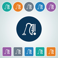 Icon of Vacuum Cleaner in Multi Color Circle & Square Shape. Eps-10.