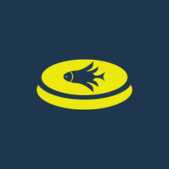 Yellow icon of Fish on dark blue background. Eps.10